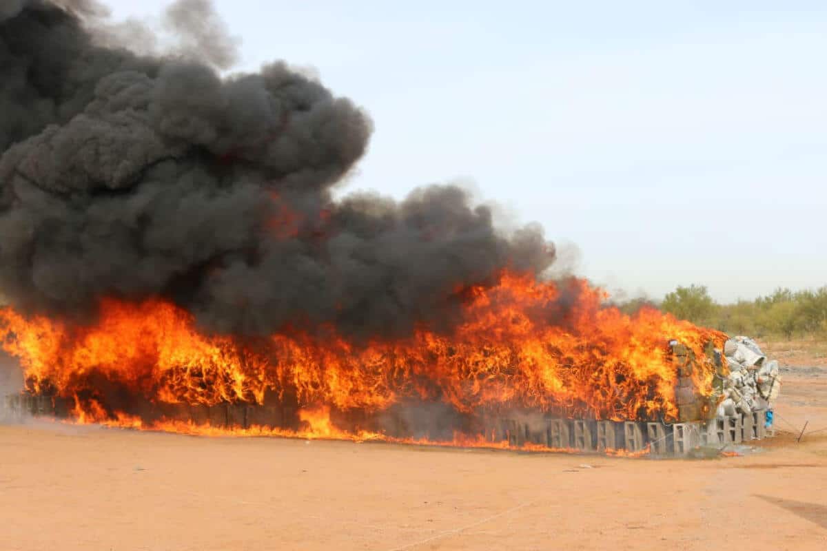 De enero del presente año a la fecha se logró incinerar la cantidad de 37 toneladas 150 kilogramos de diversos narcóticos en la entidad