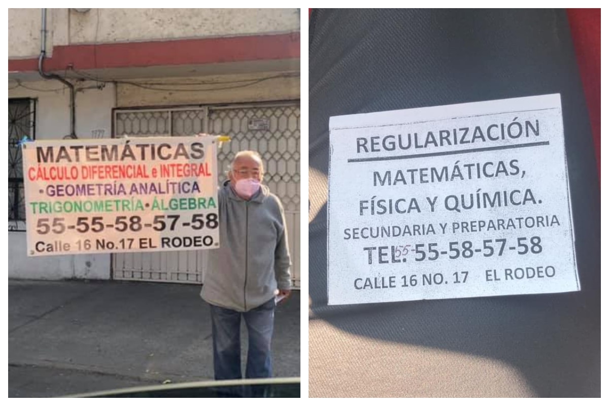 El abuelito amablemente se acercó y además le dio un papel donde decía que también ofrecía clases de regularización de Física, Química