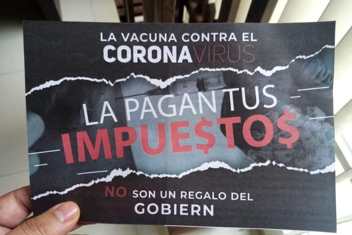 Reparten folletos en CDMX: ¨La vacuna no es un regalo del Gobierno. La pagan tus impuestos”