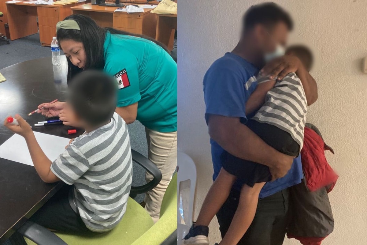 Niño se reune con su papá tras ser separados