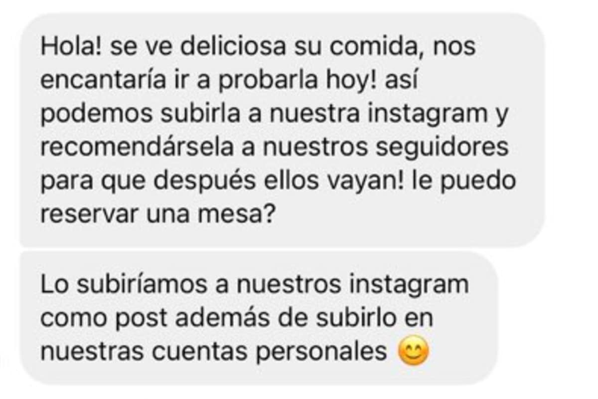 Influencer pide comida gratis