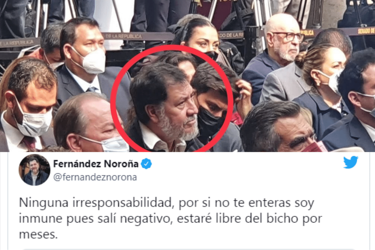 "Soy inmune", asegura Fernández Noroña tras acudir a un evento sin cubrebocas