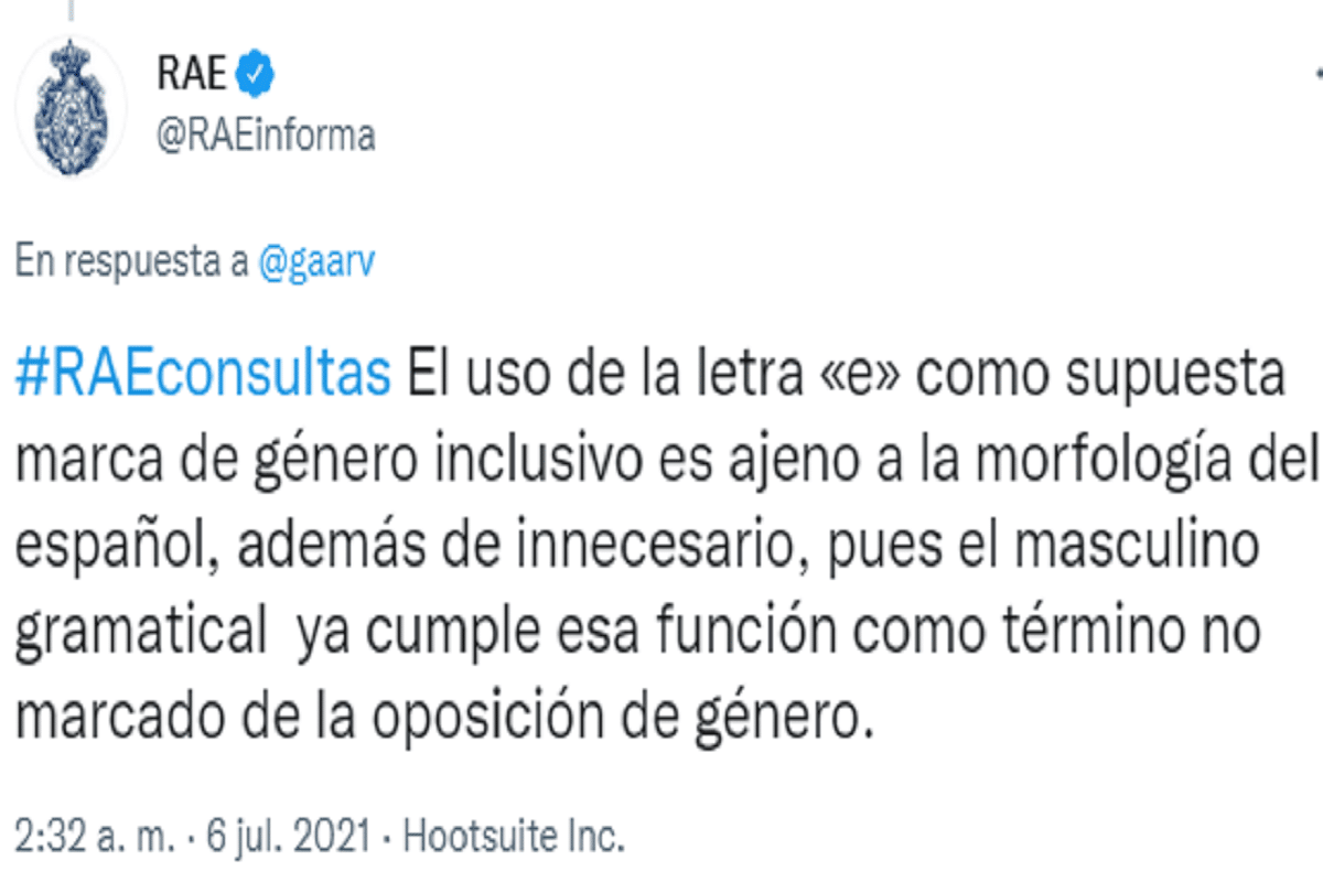 La RAE no acepta el llamado lenguaje inclusivo