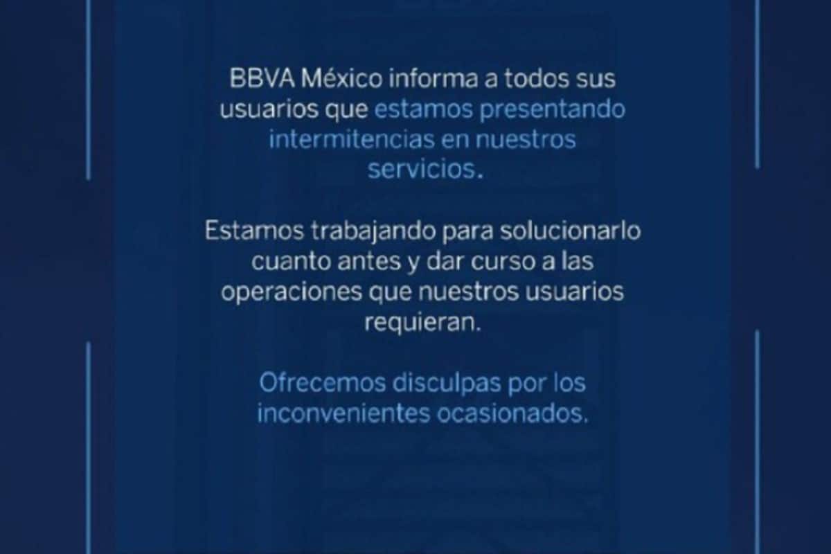 Usuarios de BBVA denuncian la falla de todo el sistema del banco.