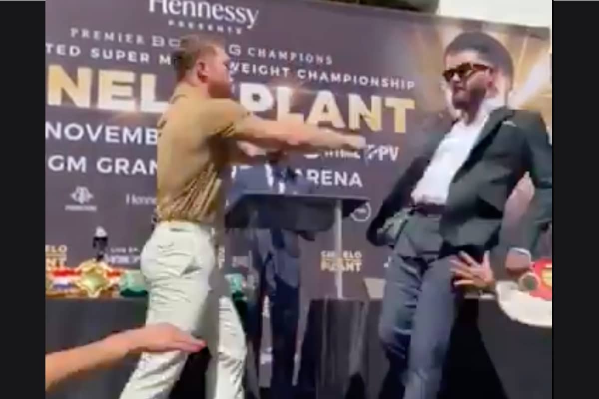 Canelo y Plant llegan a los golpes durante el cara a cara