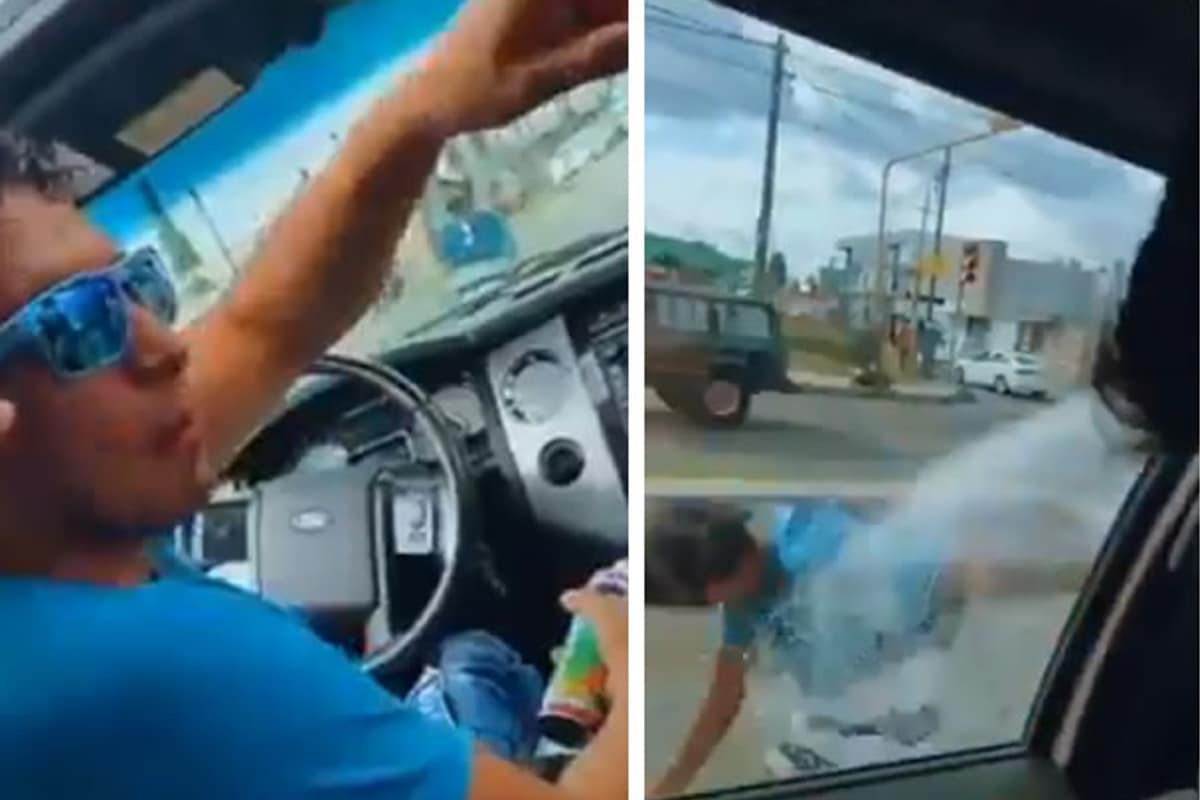 Uno de los videos muestra el momento en el que el conductor arroja un cohete por el quemacocos.