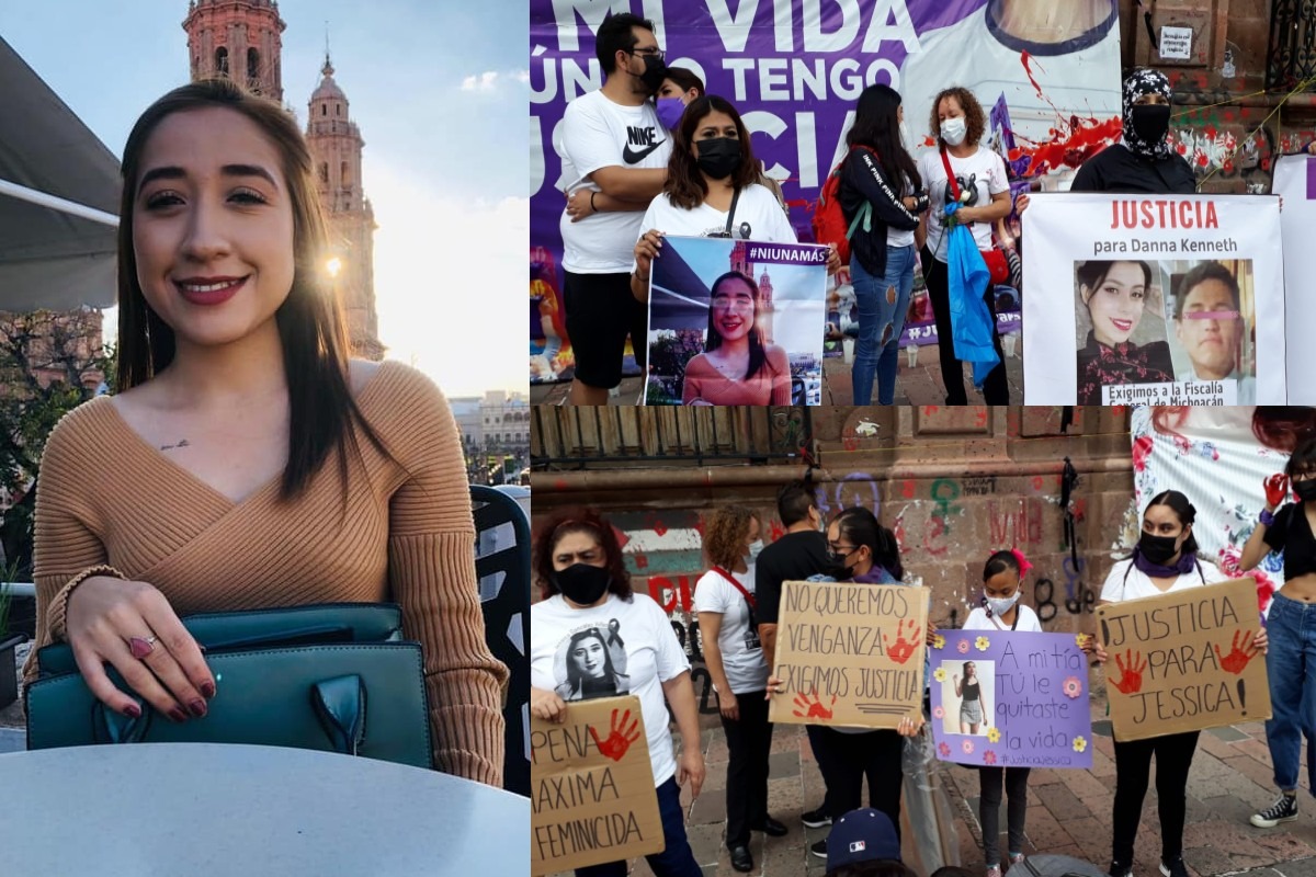 Los presentes han colocado mantas frente a Palacio de Gobierno, pintando manos en tono rojo en la explanada de la vialidad