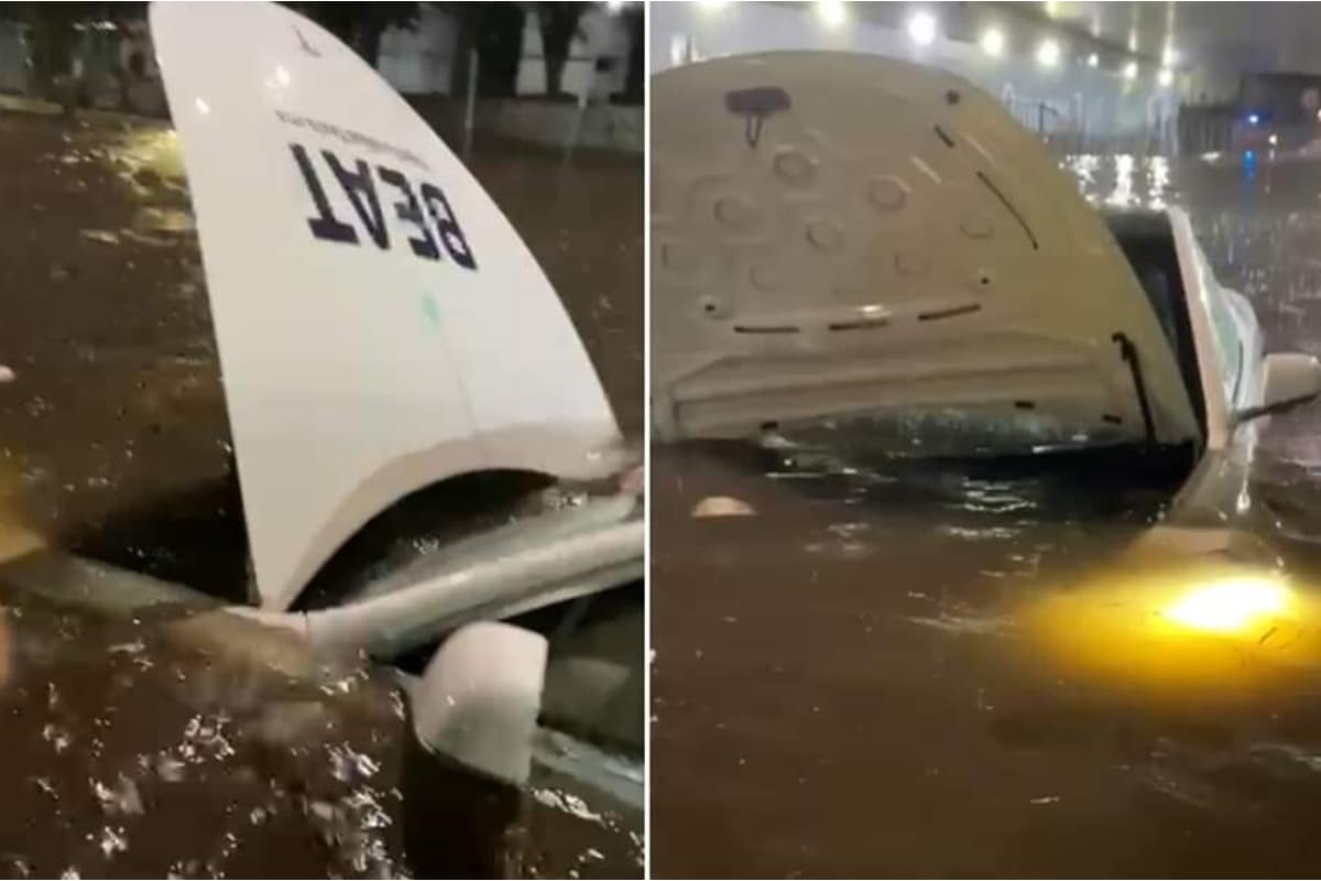 Foto: captura | El conductor de un Tesla quedó varado bajo el agua de la lluvia, mientras realizaba un viaje en Periférico