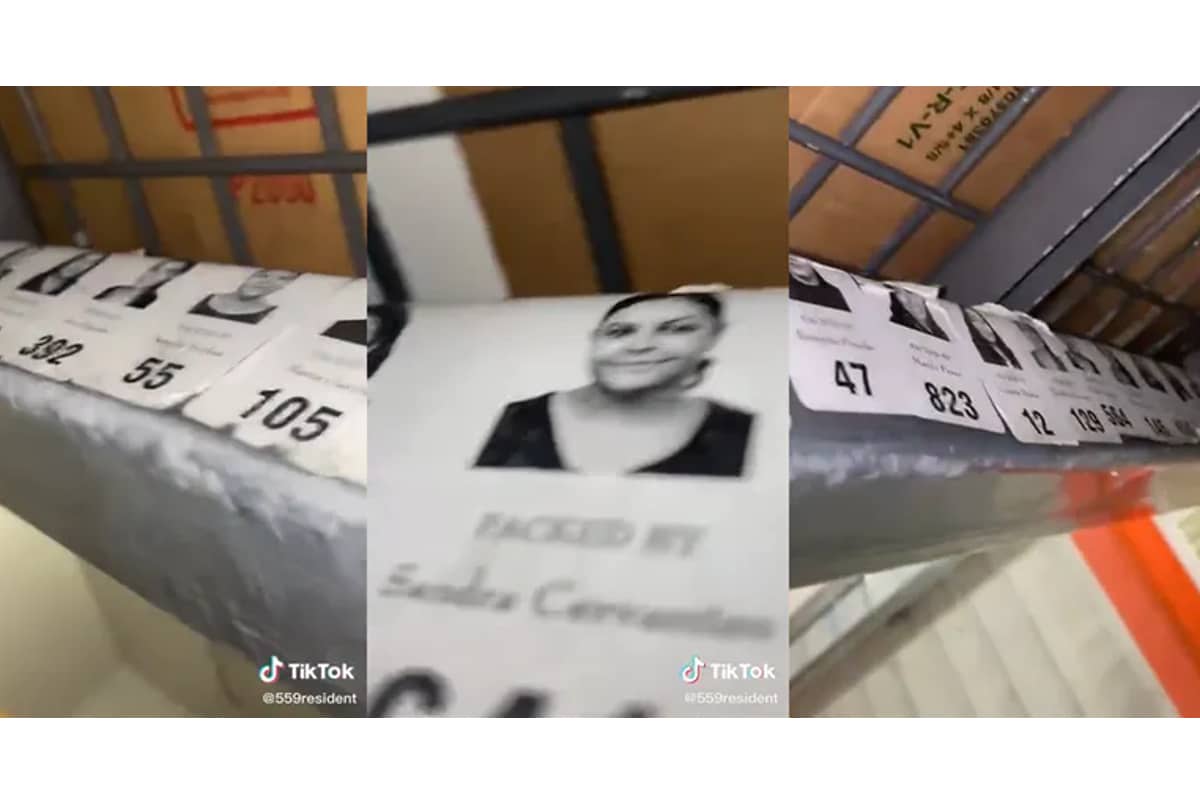 En el video grabado al interior de un Walmart se observa una larga fila con carteles de mujeres.