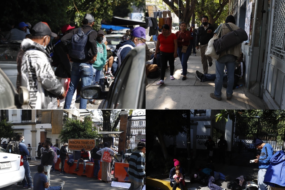 Fotos: Gabriela Esquivel. Una comitiva de la Caravana Migrante se encuentra en reunión con autoridades en la Segob.