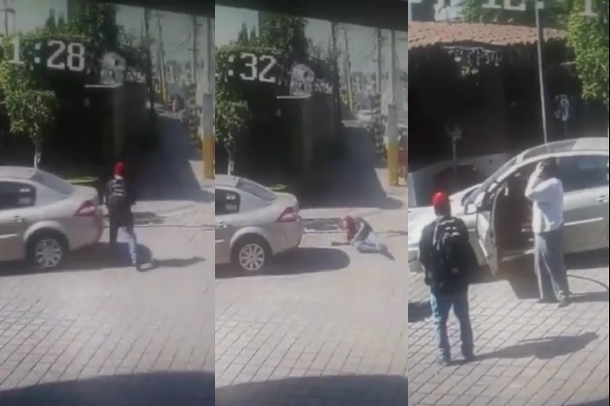 Foto: captura | Los movimientos del hombre quedaron grabados cuando fingió ser atropellado.