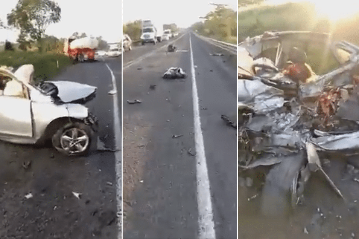 Foto: Captura de video | Uno de los vehículos con placas NGB-4377 presentó pérdida total tras el accidente