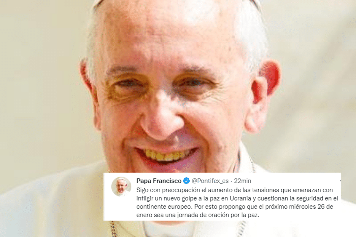 Foto: Twitter/ @Pontifex_es | Papa Francisco "preocupado" por Ucrania y el riesgo para la seguridad de Europa