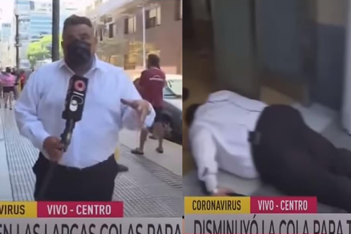 Fotos: captura | El reportero realizaba una cobertura cuando cayó desmayado.