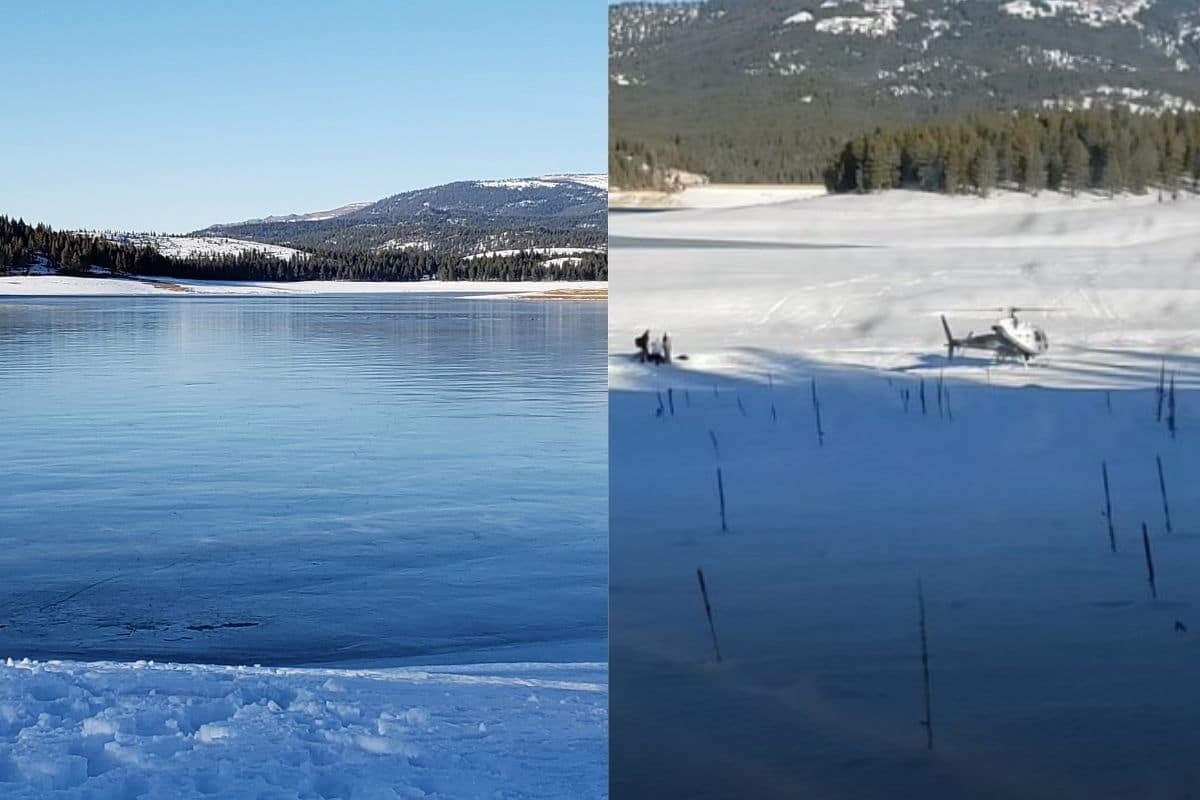 Foto: Twitter/@SierraCoSheriff |Se desploma embalse congelado y caen patinadores...muere uno