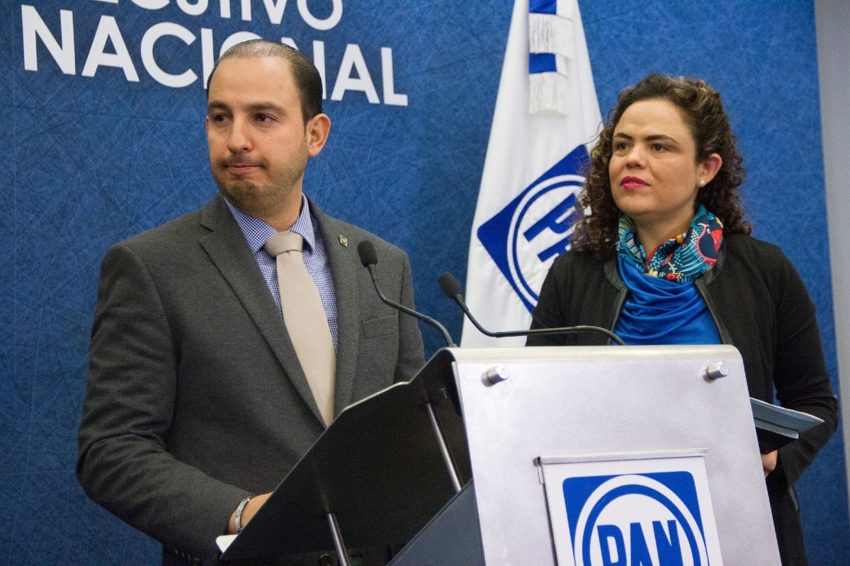 Marko Cortés, dirigente Nacional del PAN, acompañado de la Senadora Mariana Gómez del Campo.