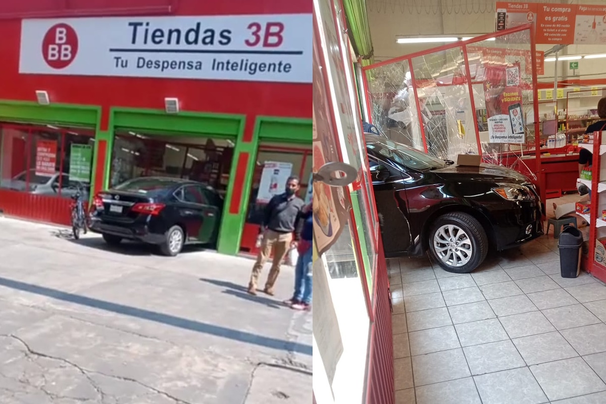 En redes sociales se difundieron fotos del choque en el supermercado.