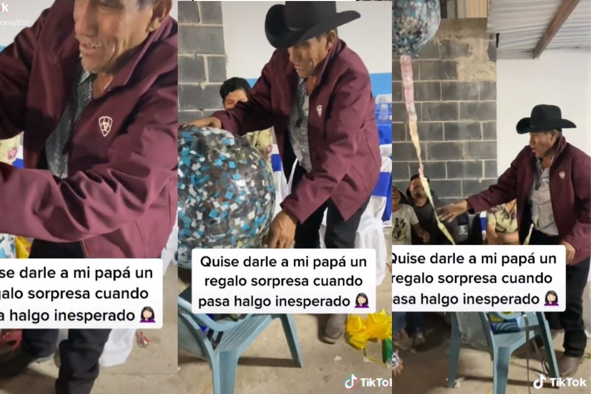 Foto: Captura de pantalla|TikTok: Hija le regala a su padre globo con dinero y se le vuela