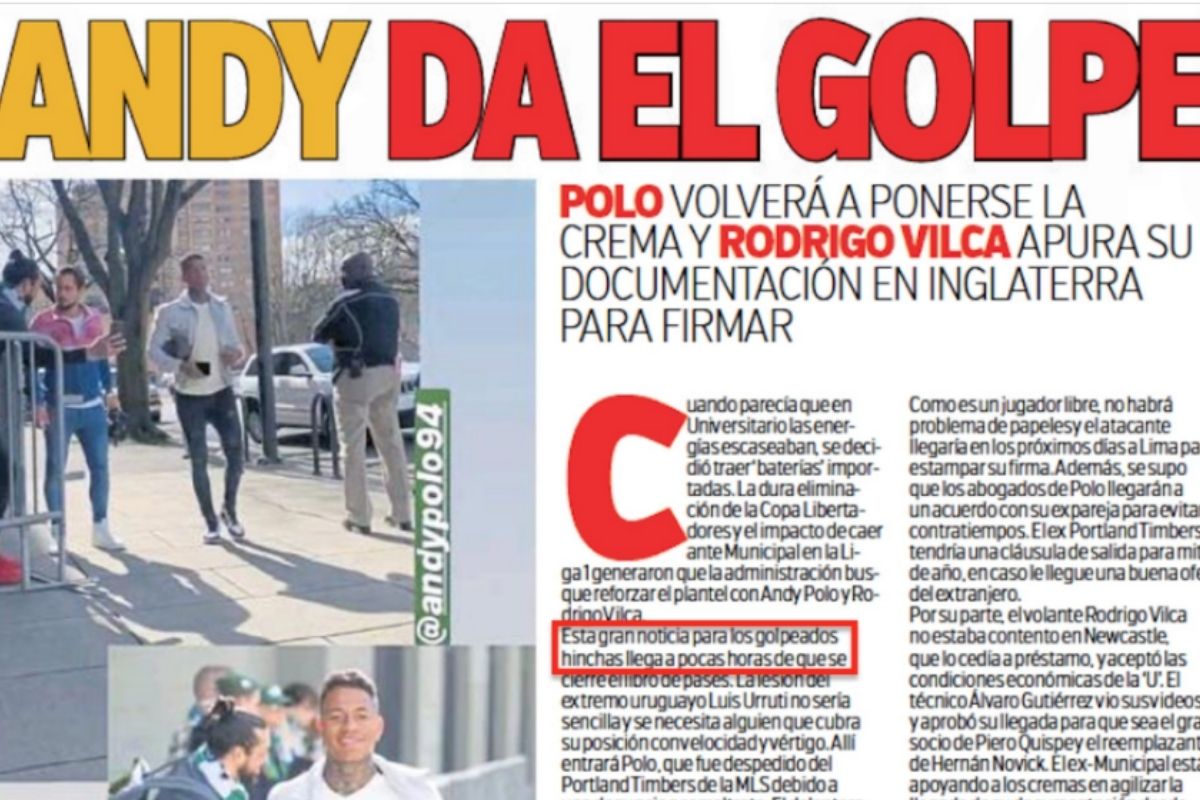 Foto:Twitter/@disalch|“Andy da golpe” Periódico anuncia así el regreso de futbolista que golpeó a su novia