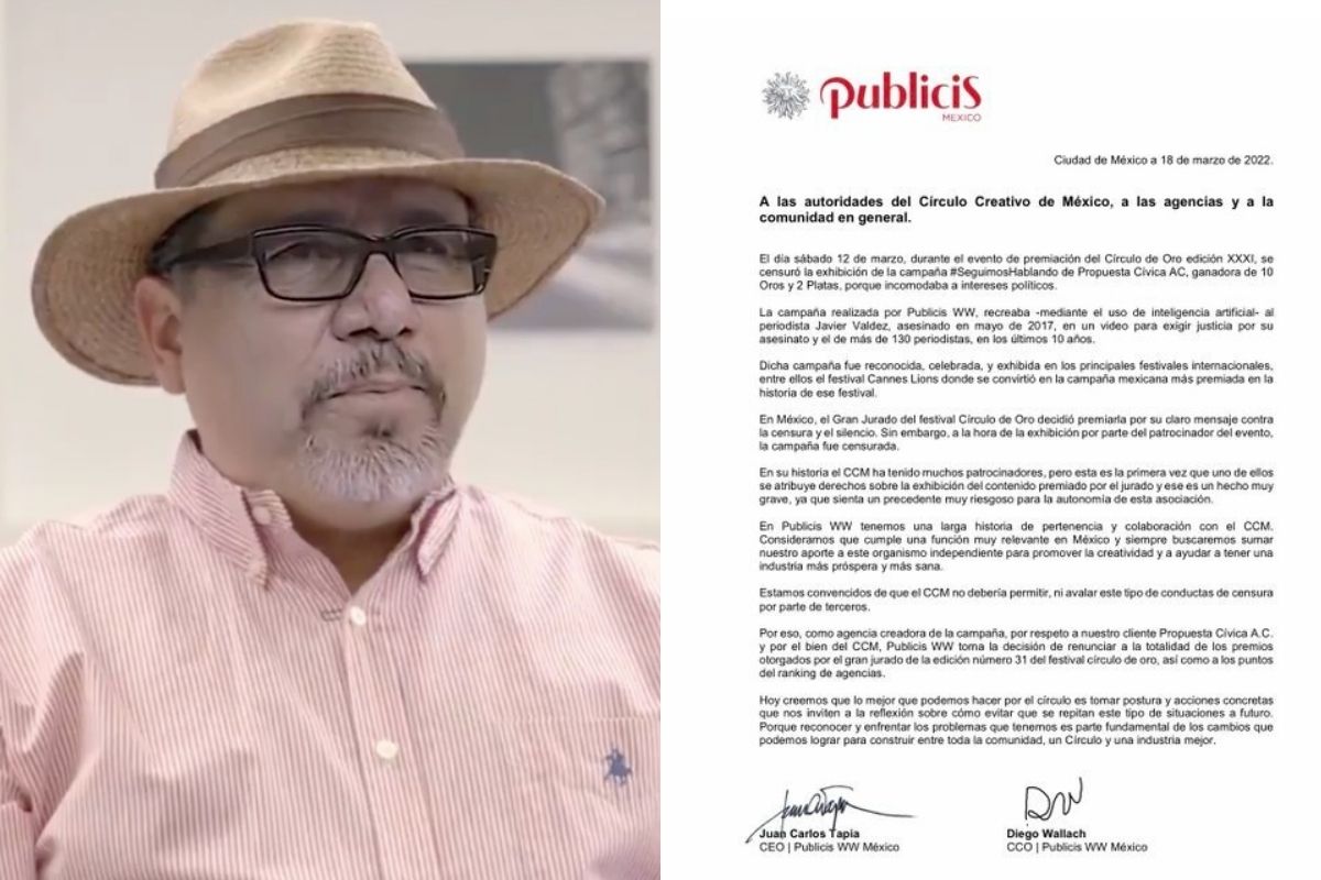 Foto: Captura de pantalla|Denuncian censura de #SeguimosHablando de Javier Valdez en Festival de Círculo Creativo