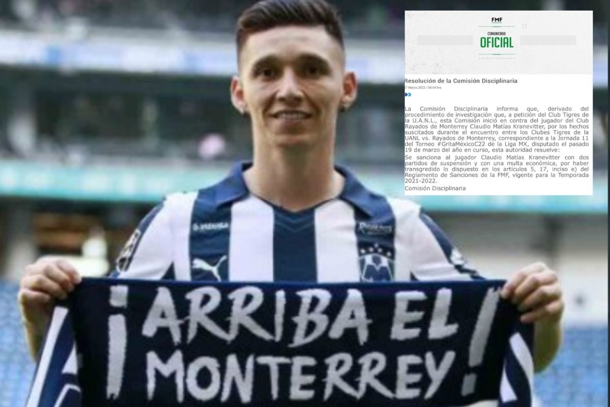 Foto: Twitter/@Kraneviitter|Suspenden y multan a Matías Kranevitter tras agresión en el clásico regio