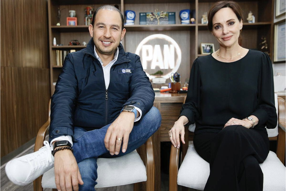 Marko Cortés, dirigente nacional del PAN, reunido con Lilly Téllez, senadora.