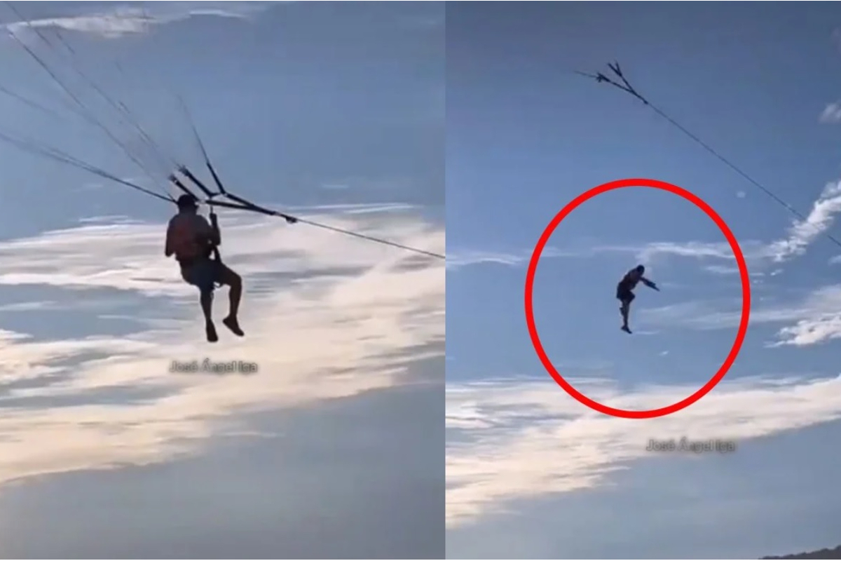 El turista cayó del parapente desde varios metros de altura.