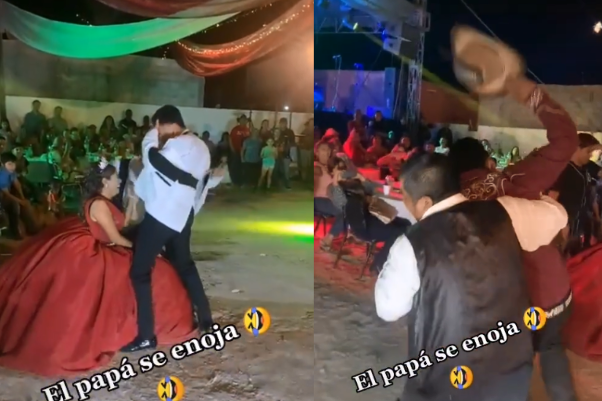 Foto: TikTok/ @evolucioncero | ¡Cálmese apá! Padre se pone celoso del baile de chambelanes de su hija