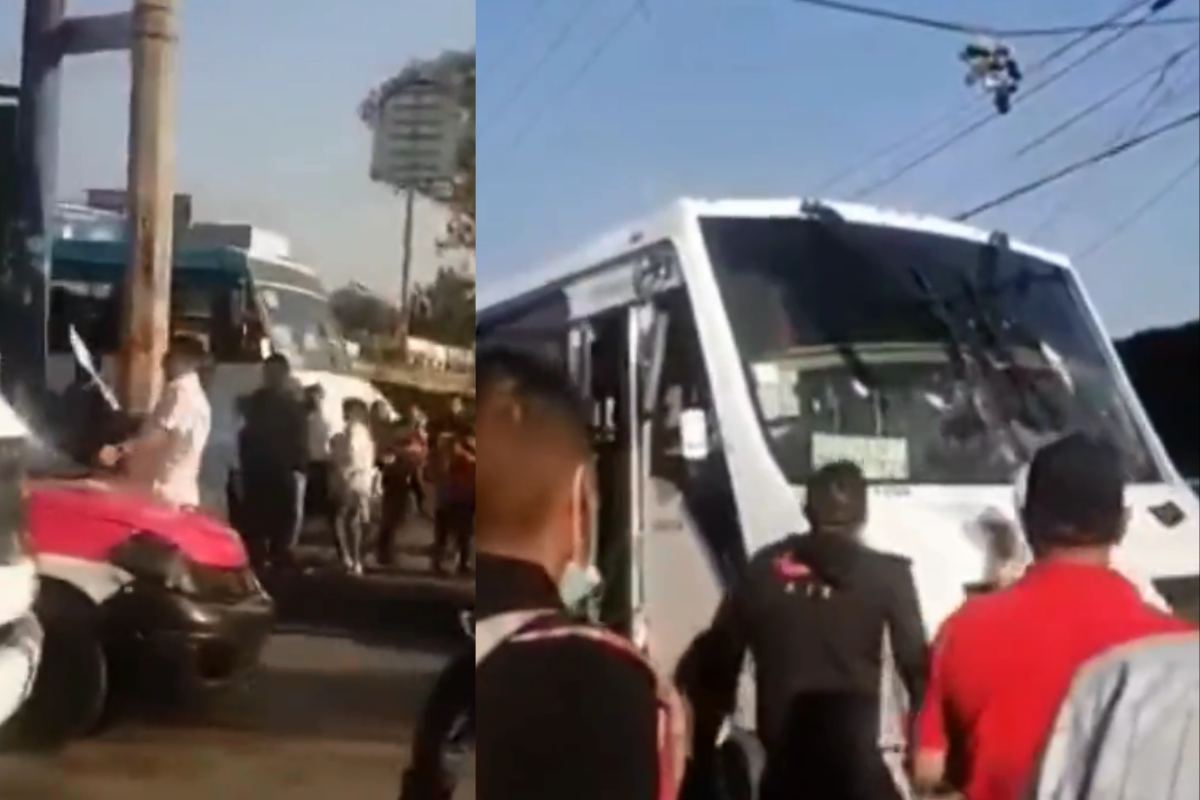 Foto: Twitter/ @OMAR_PATINO | VIDEO FUERTE: Con tubo, cadena y machete se enfrentan chófer y taxista