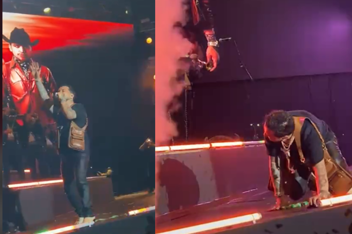 Foto: TikTok/ @allejita06 | ¡Bajan! Christian Nodal se cae en pleno show 