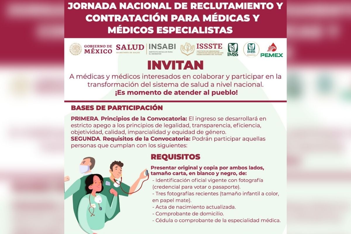 Foto:Especial|Convocatoria para 13 mil 700 plazas de especialistas, son para todos los hospitales del Sector Salud: Zoé Robledo