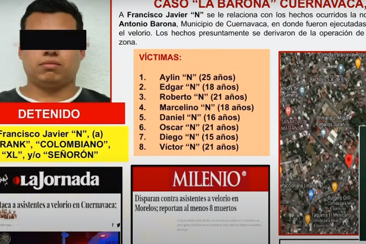 La SSPC informó que "El Señorón" ordenó el ataque a un velorio en La Barona, Cuernavaca.