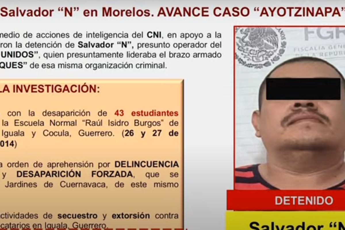 La SSPC reportó que Salvador N, presunto implicado en el caso Ayotzinapa fue detenido en Morelos.