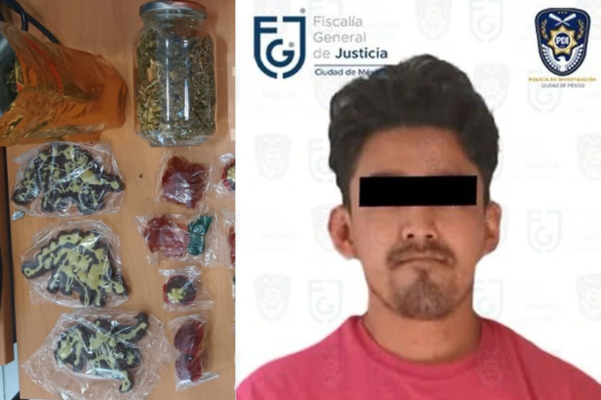 Detienen a presunto narcomenudista con marihuana, dulces y "dino mota".