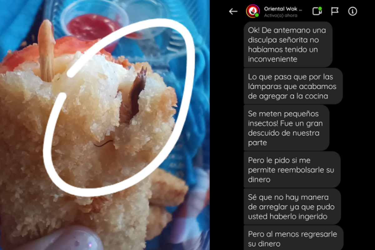 Una joven en su comida encuentra cucaracha, lo que le causó indignación por la poca salubridad del negocio