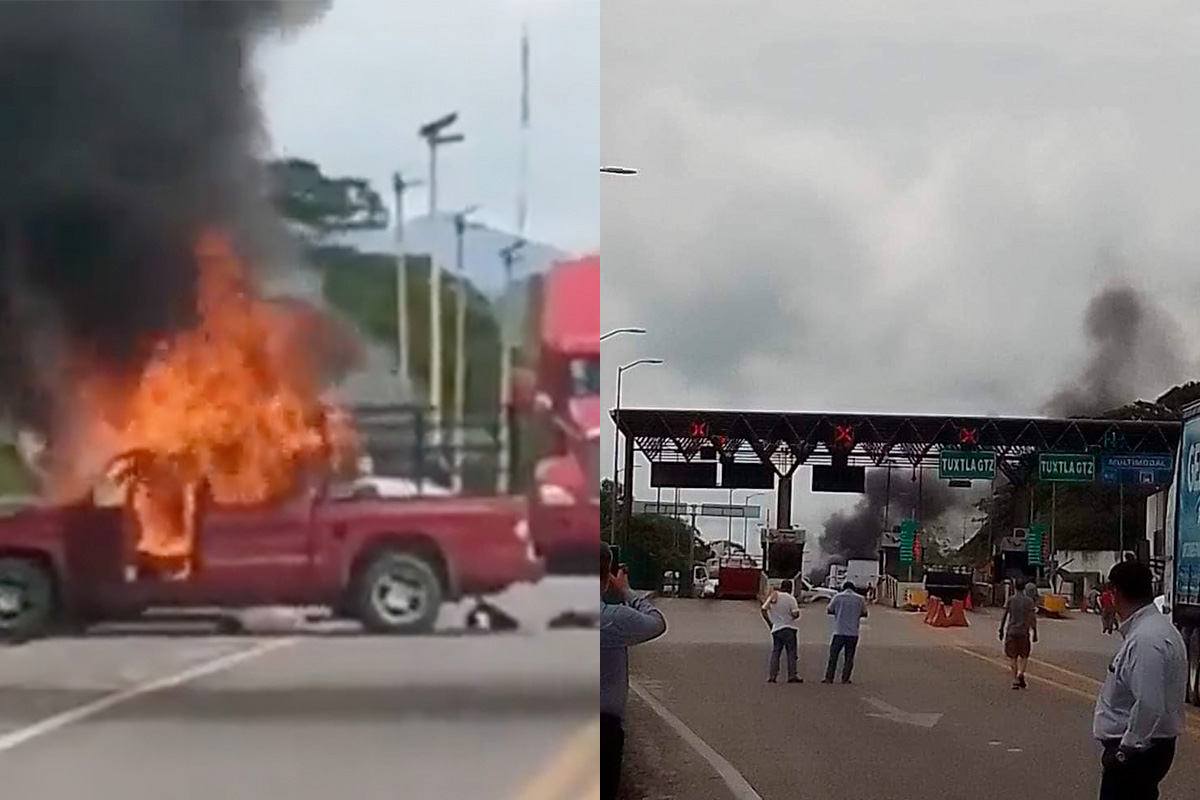 Hombres armados y GN protagonizan balacera en caseta de cobro en Chiapas 