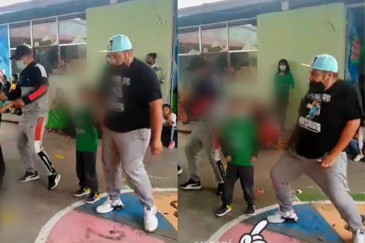 Foto:Captura de pantalla|¡Los prohibidos! Papá se vuelve viral por su baile en el festival de su hijo