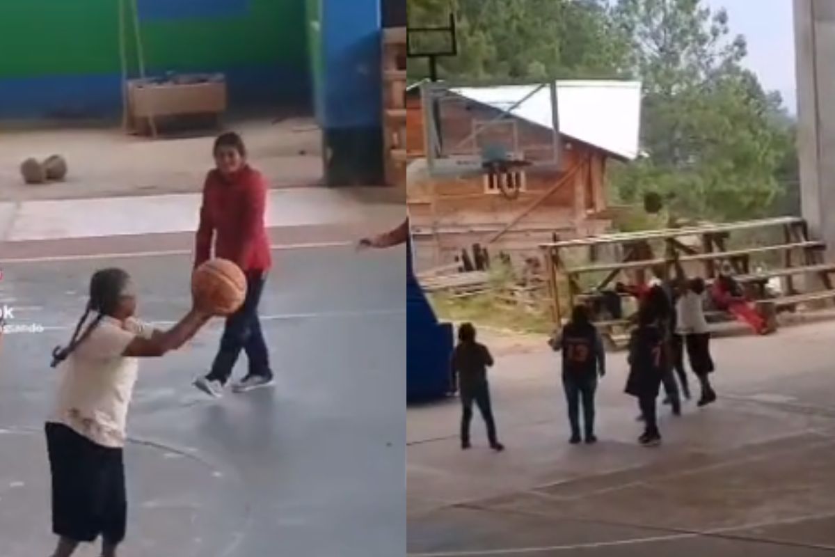 Foto:Captura de pantalla|¿Curry eres tú? Captan a abuelita jugando baloncesto; se viraliza