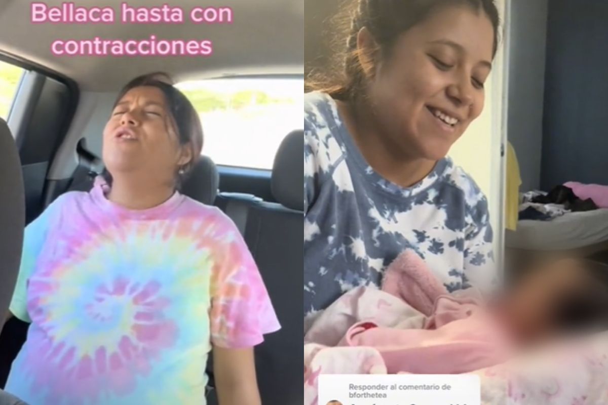 Foto:Captura de pantalla|¡Uva bombón! Mujer se relaja antes del parto con canciones de Bad Bunny