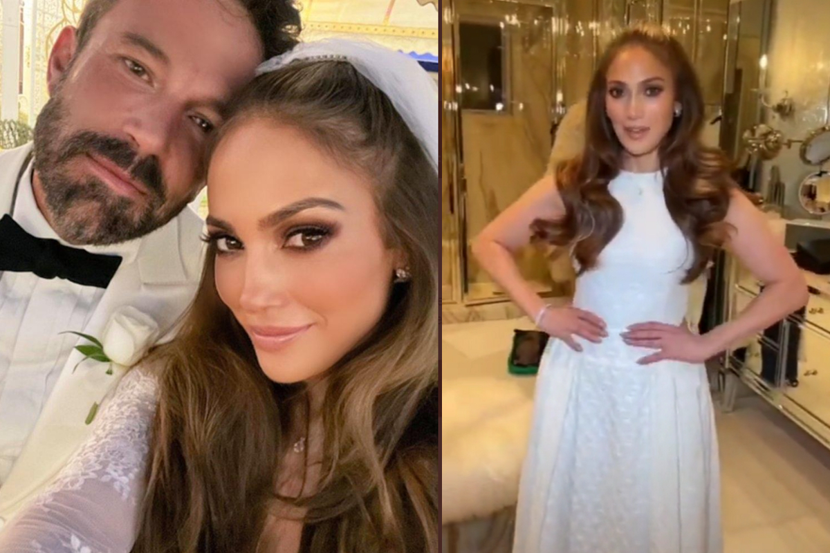 Jennifer López sorprende a sus fans con fotos y detalles de su boda con Ben Affleck en su página oficial.