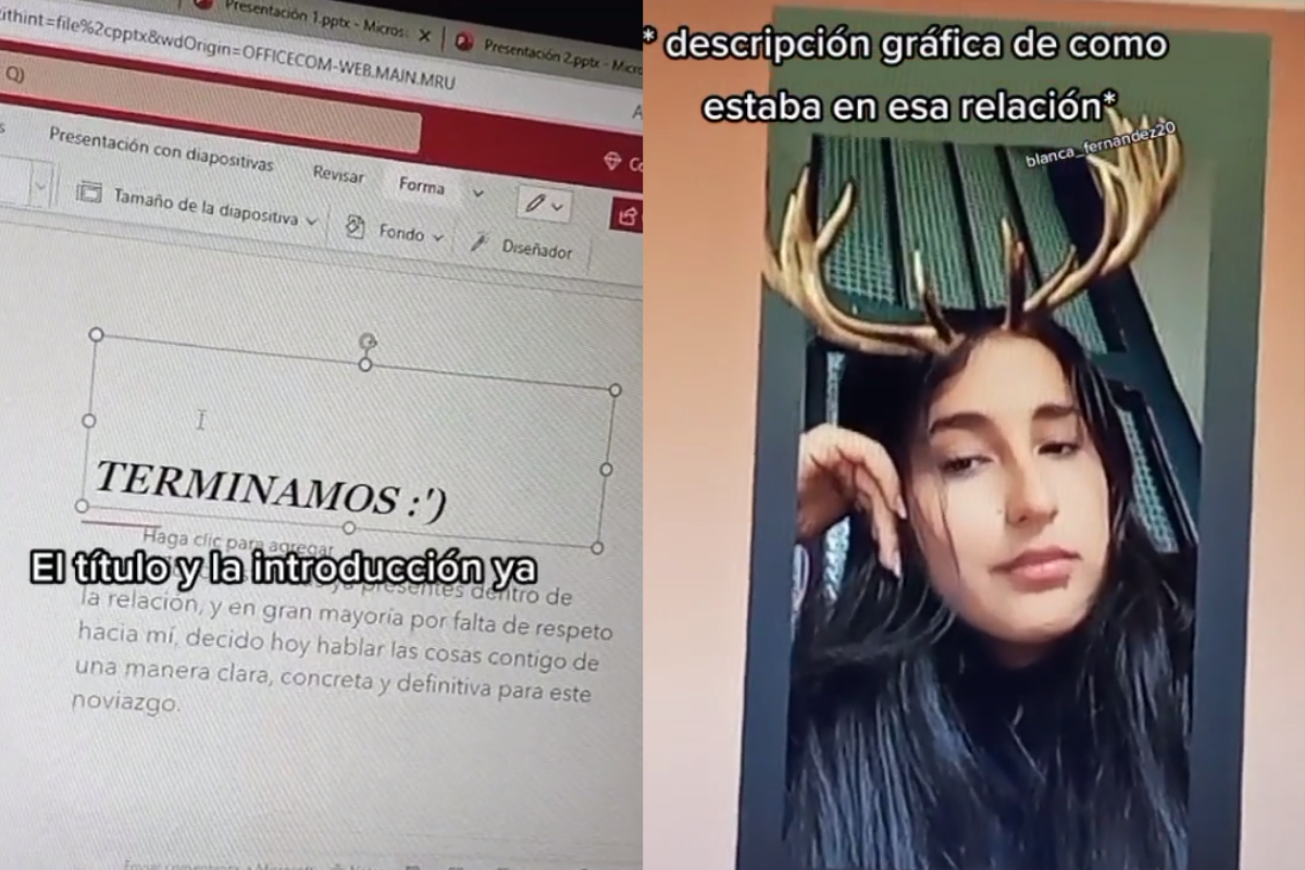 Foto: TokTok/ blancanubiafernandez05 | Tiktoker hace presentación de PowerPoint con pruebas de infidelidades de su novio