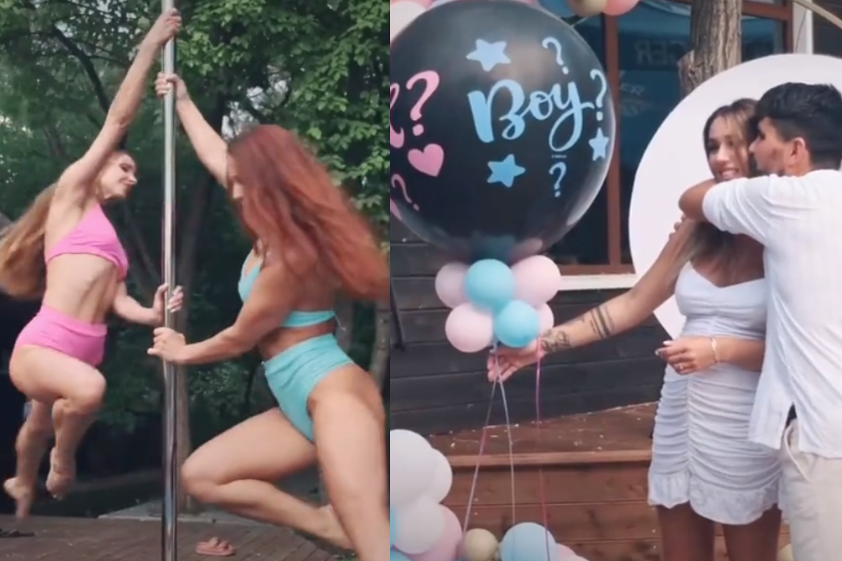 Foto: TikTok/ @mariap_poledance | Hacen revelación de sexo con ¡bailarinas de pole dance!, la pareja observaba el show