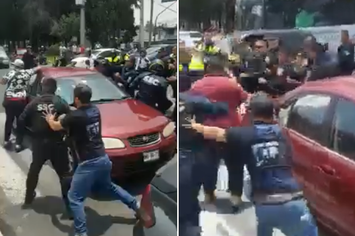 Revisión de tránsito desata riña entre policías y vecinos.