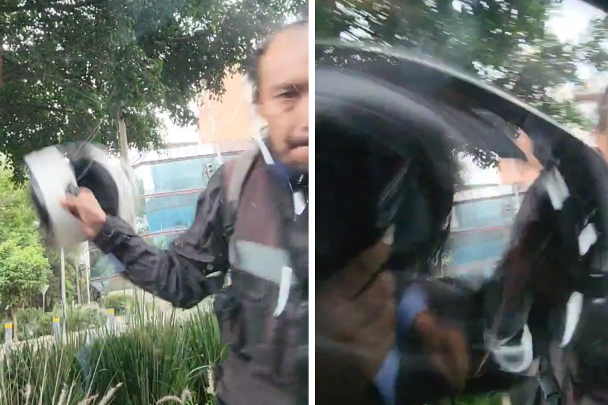 Conductor denuncia presunta agresión de motociclista.