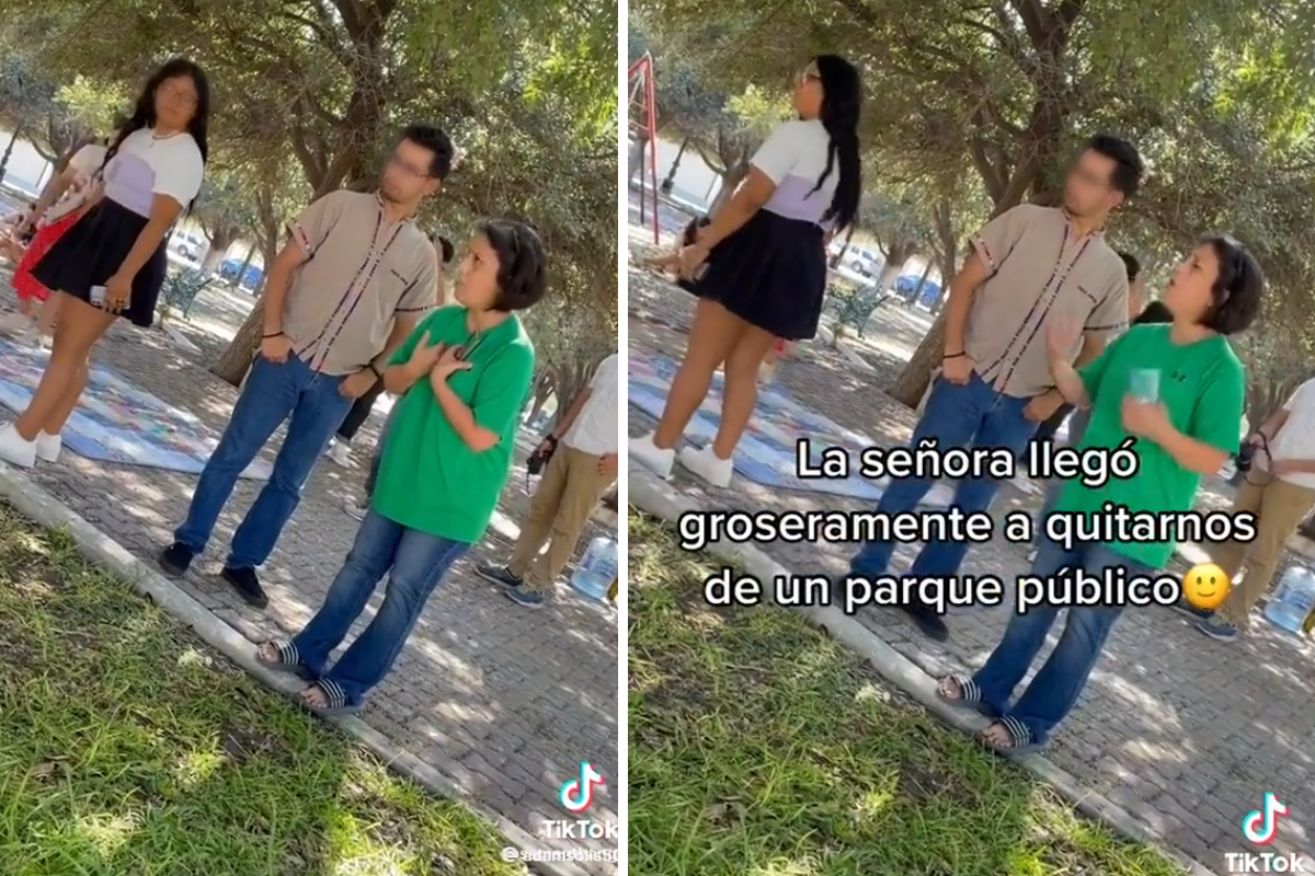 Vecina pide a jóvenes retirar picnic de parque público.