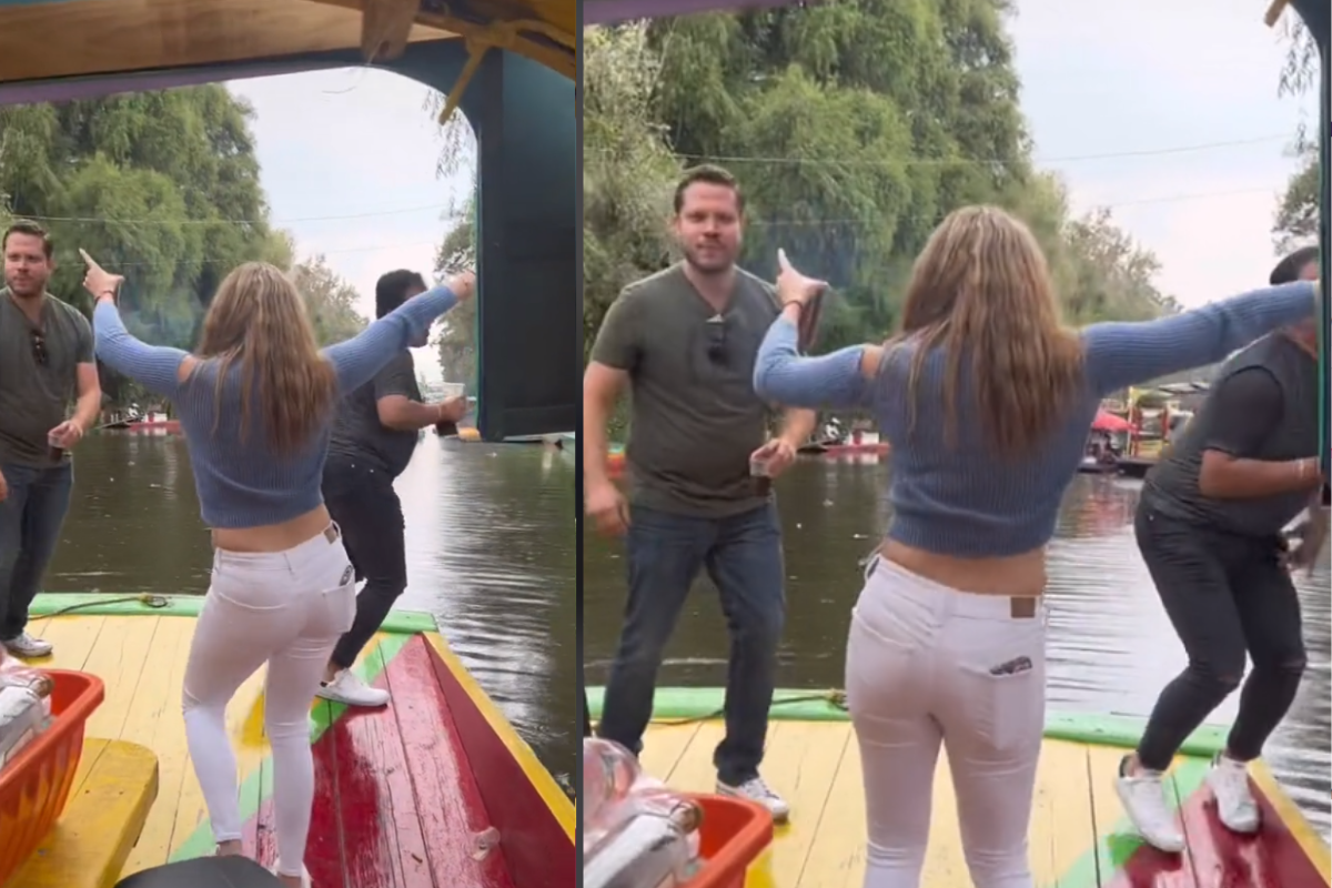 Foto: TikTok / @alezavala25 | ¡Bailemos con ¿la trajinera?! Joven cae al agua en Xochimilco por bailar ‘El Tucanazo’