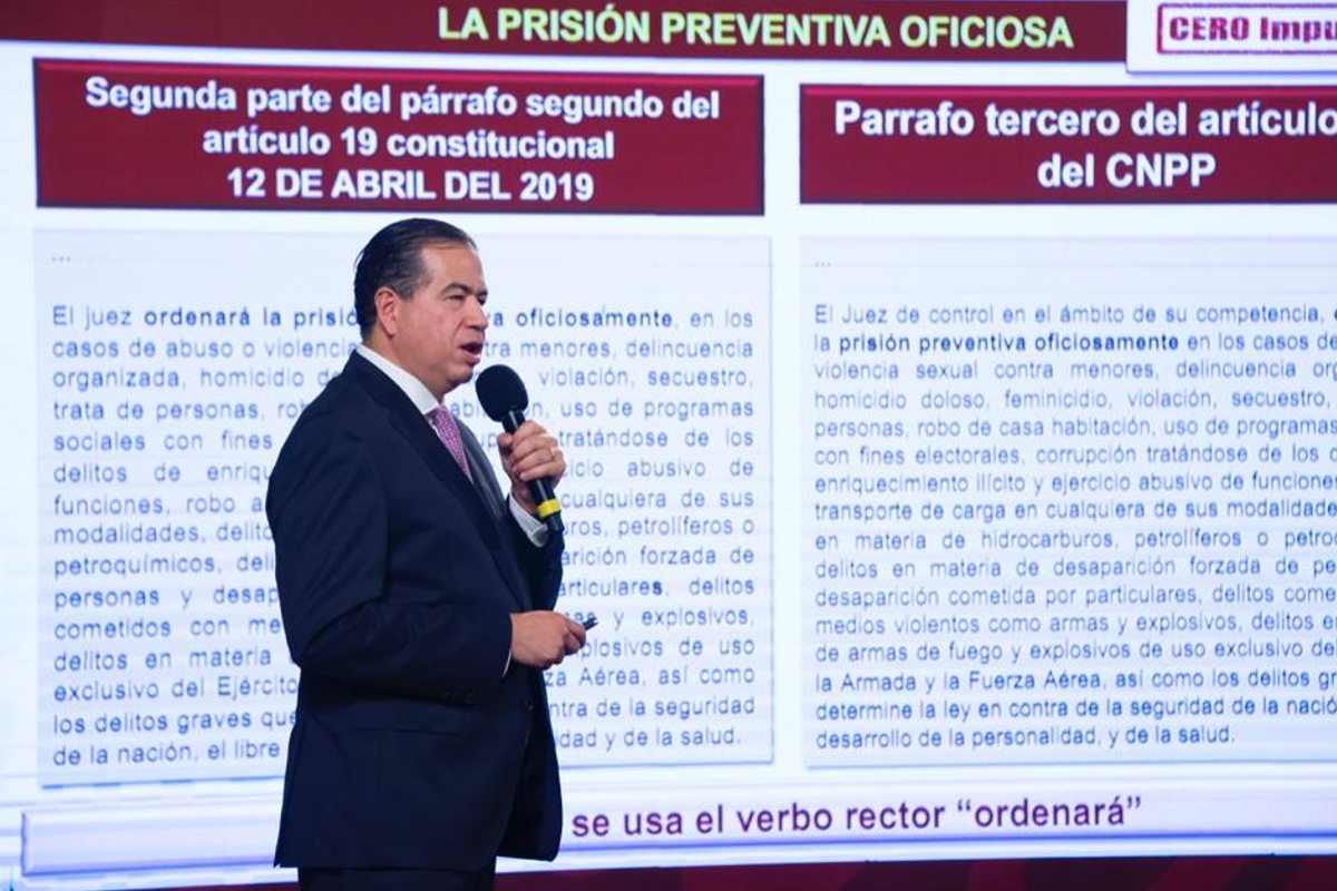 El Gobierno señaló que si la SCJN elimina la prisión preventiva oficiosa comenterá un "fraude a la Constitución".