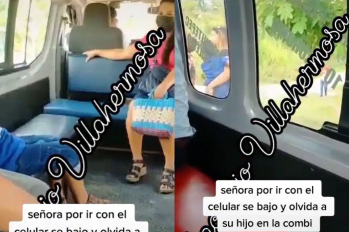 Foto:Captura de pantalla|¿Ya te pasó? Mujer olvida a su hijo en una combi por ir con el celular