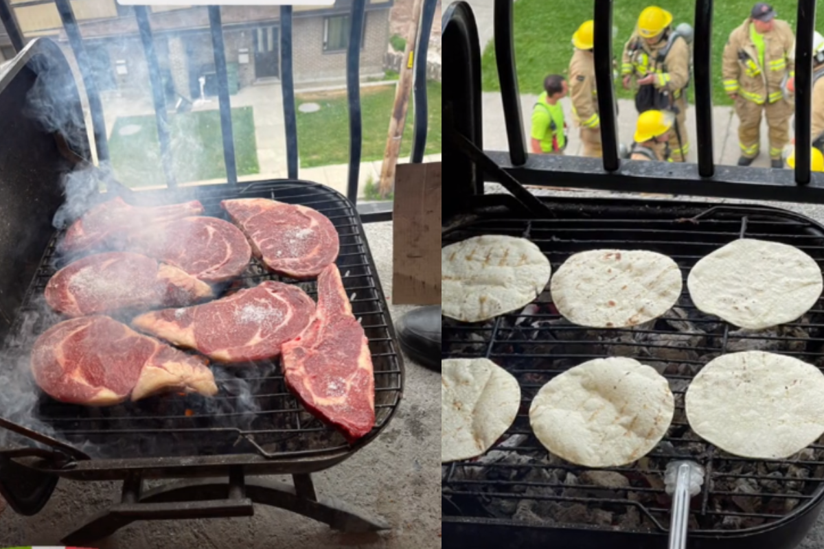 Foto: TikTok/ @esmirna.quiroz | ¡Con la carnita asada no! Canadienses confunden humo de asador con incendio y llaman a los bomberos