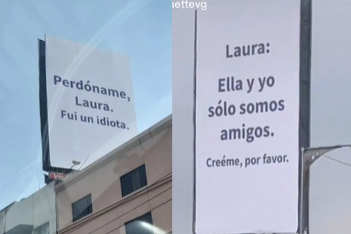 Así lucen algunos espectaculares de la CDMX que contienen mensajes de perdón dirigidos a la Laura ante una presunta infidelidad